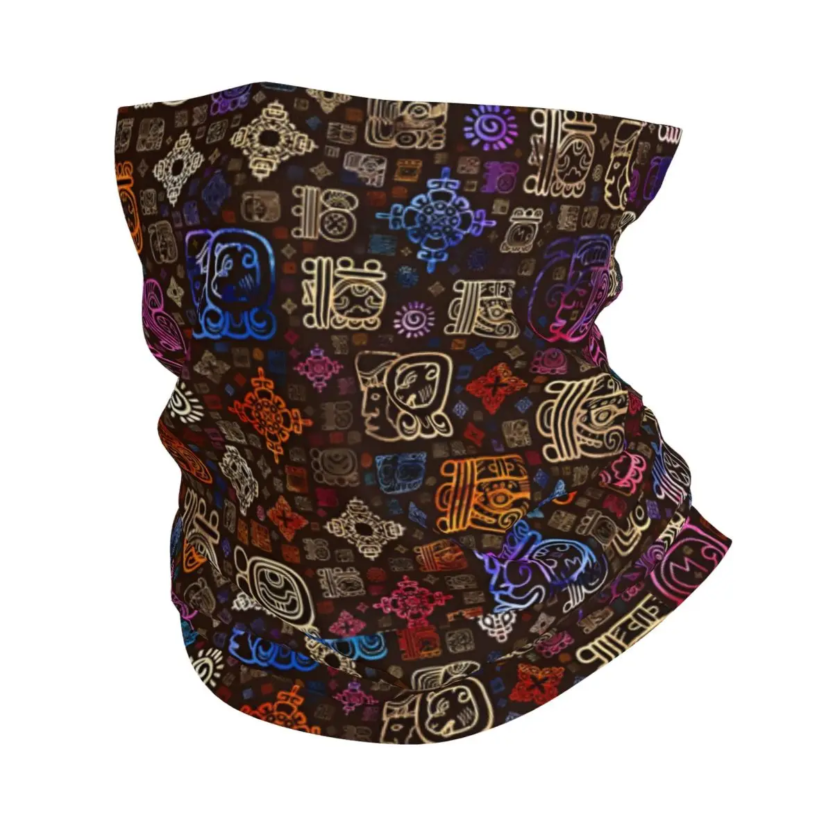 Mayan Glyphs And Ornaments Thin Bandana Neck Gaiter Wrap Scarf Headband Neck Cover