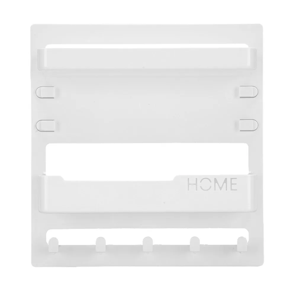 Self Stick Wall Mount Shelf Plastic 9.5x9.1in Wall Organizer Shelf With Hooks With Cable Clips Wall Storage Shelf Dorm Room