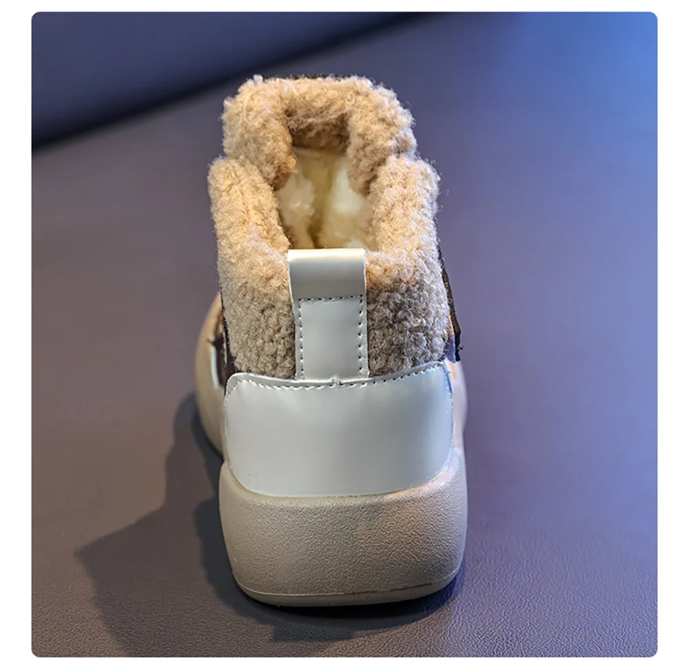 Faux Fur Winter Boots For Children Thick Warm Teenager Kid's Snow Boots Anti-slippery Padded Cotton Shoes For Boys Girls