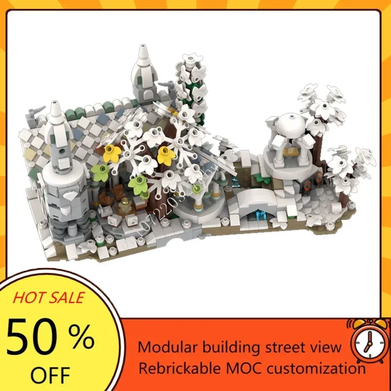 1188PCS 미니 리벤델 및 겨울 버전 모듈형 MOC 창의적인 거리 풍경 모델 맞춤 퍼즐 DIY 조립 모델 장난감 선물