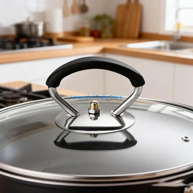 Y3NA Pack of 2pcs Modern Pot Cover Handle Feature Stainless Steel And Anti Slip Kitchen Gadget for Household