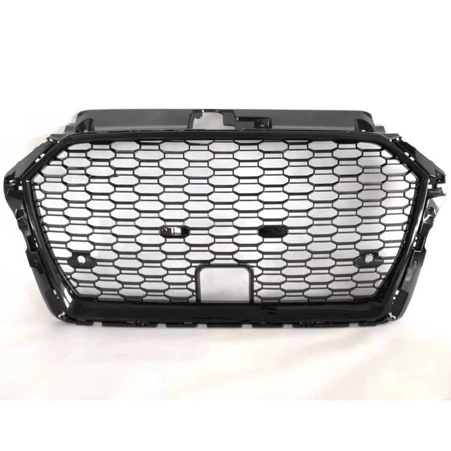 

Car Front Bumper Grill Center Grille With ACC Hole for Audi A3/S3 8V 2017 2018 2019 (Refit for RS3 Style) without emblem