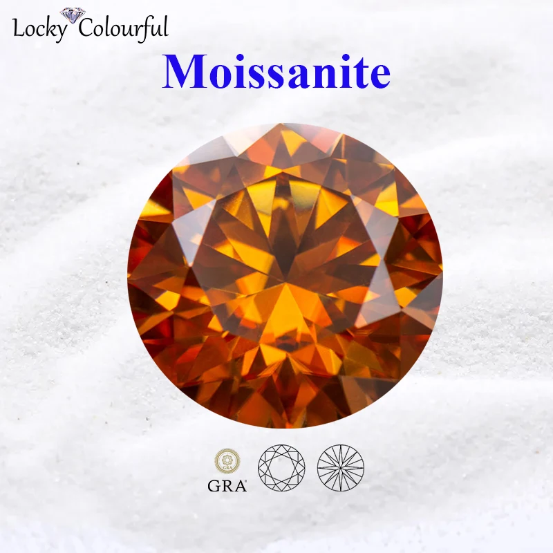 

Moissanite Round Shape Orange Color VVS1 Beads for Charms DIY Jewelry Making Earrings Pendant Materials with GRA Certificate