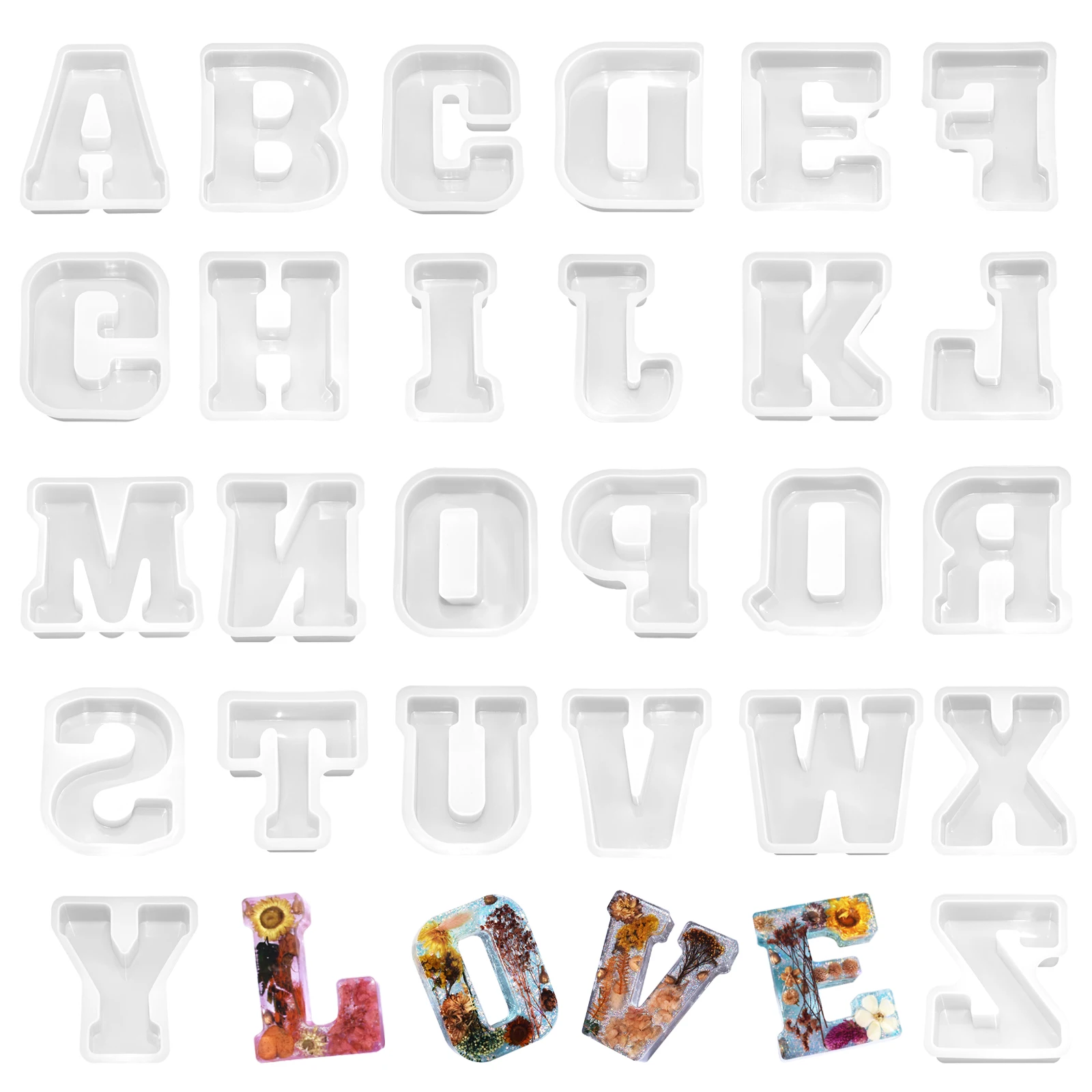 26 Letters Silicone Molds, 4Inch Alphabet Resin Casting Moulds, DIY Handmade Epoxy Resin Letter Molds for Crafts