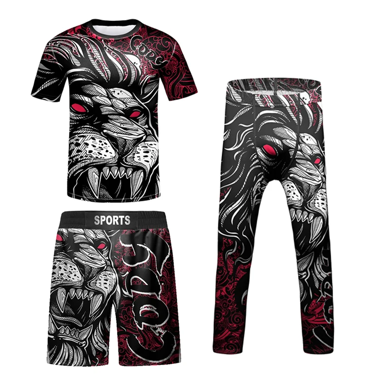 Kid MMA Rashguard Jiu jitsu T-shirt+Pant Sets Bjj Gi Kickboxing Clothing Boys Children Muay Thai Shorts MMA Compression Shirts