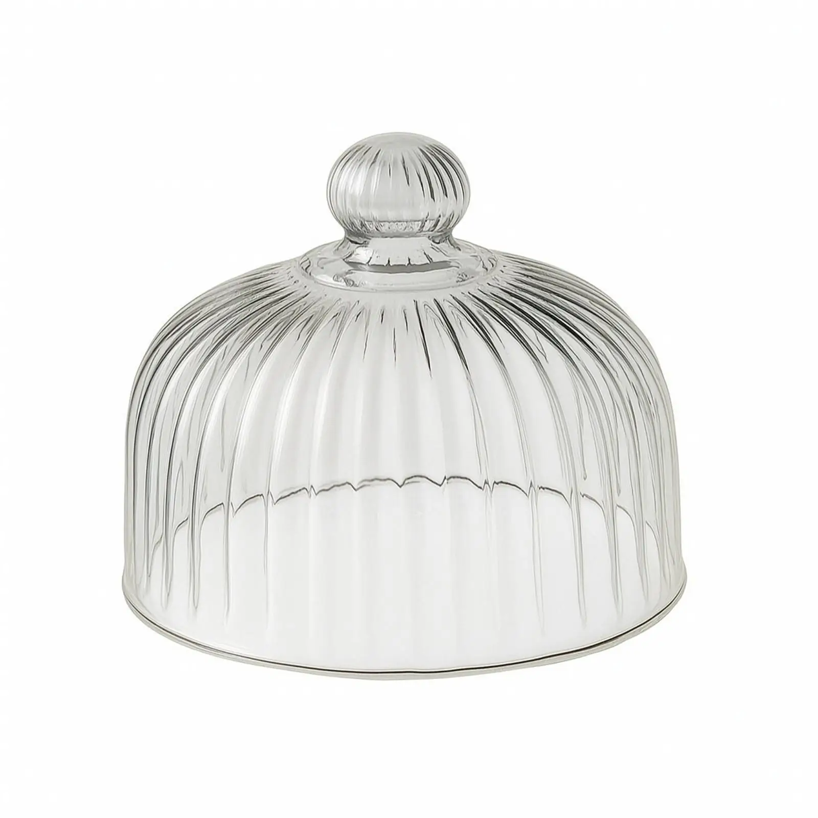 Cake Dome with Wooden Base Fluted Glass Cake Cover with Wood Tray Dessert Tray