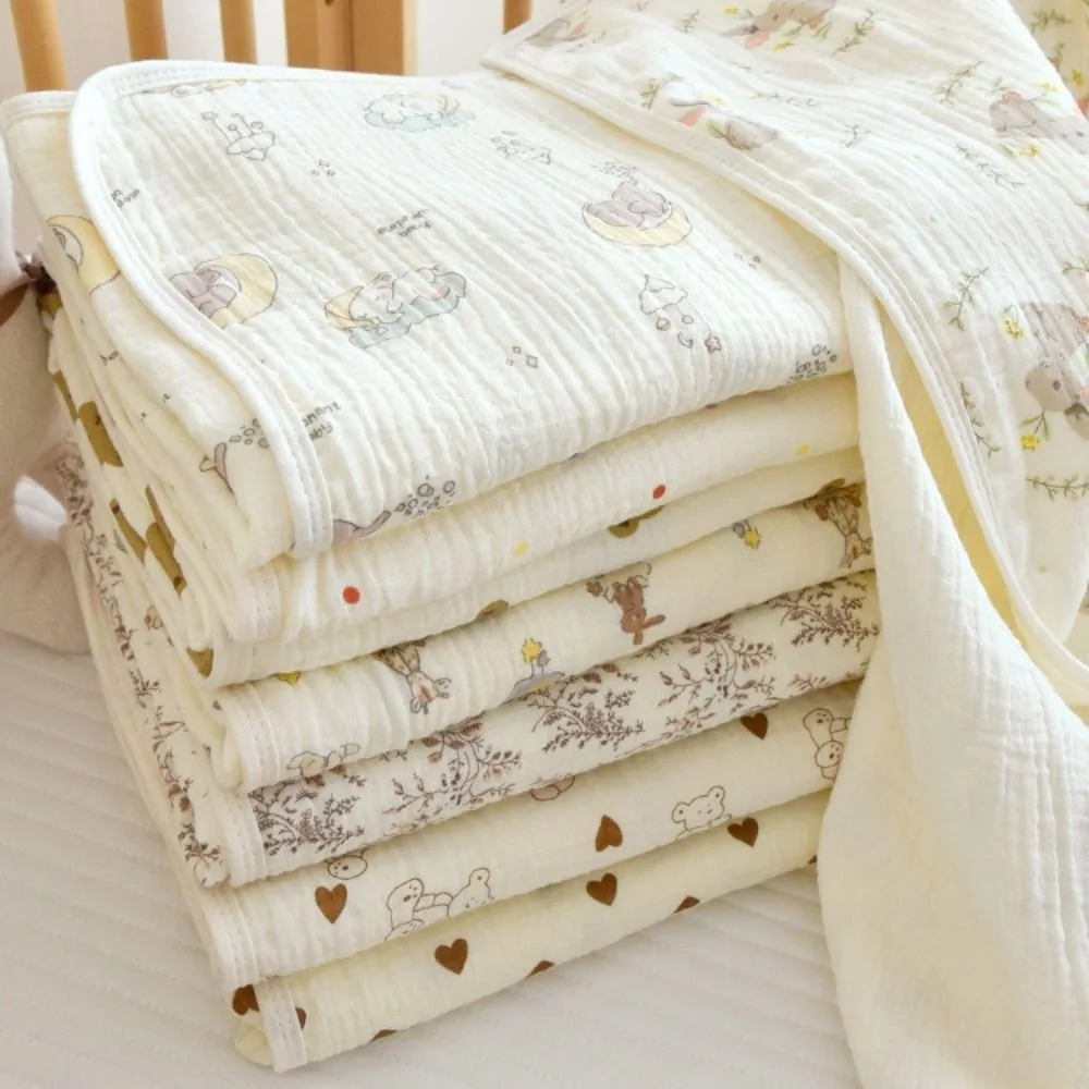 

Bear Printed Infant Hooded Towel Wrap Blanket Soft Texture Single Layer Baby Swaddle Cloth Breathable Material Cloak