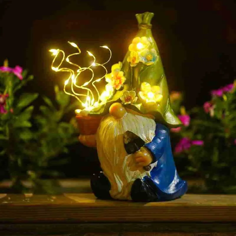 Cross-border solar garden ornaments, outdoor garden gnomes, garden landscaping, living room balcony creative decoration
