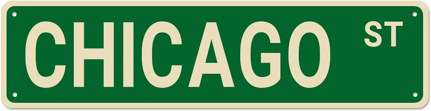 Chicago City Street Signs, Chicago Decor Chicago Sign Chicago Gift, Wall Decor for Home/Driveway/Man Cave/Bar, Quality Metal Sig