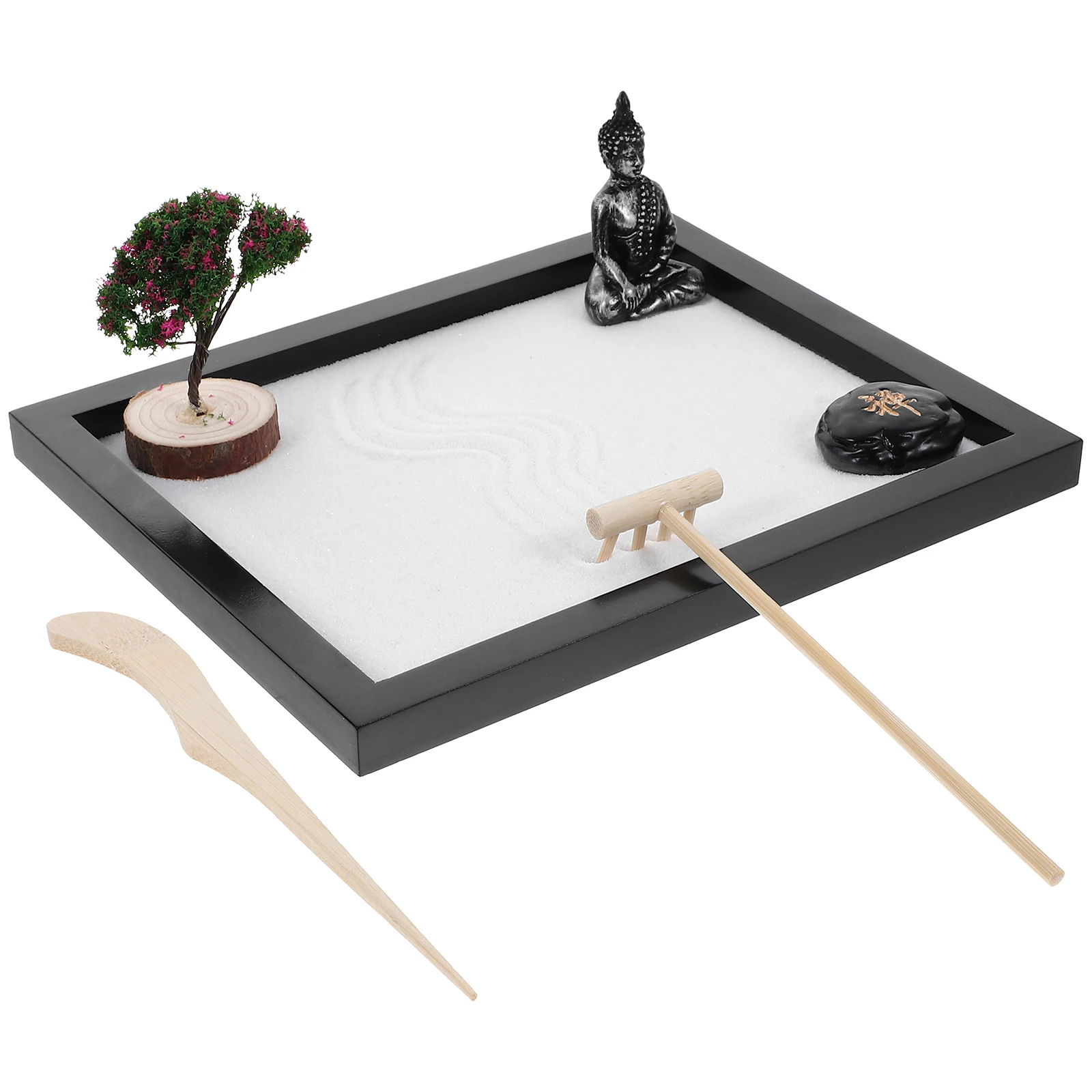 1 Juego de Kit de jardín Zen, adorno de escritorio con tema de Buda, decoración de caja de arena para jardín, Micro paisaje, oficina, hogar, artículos de arena