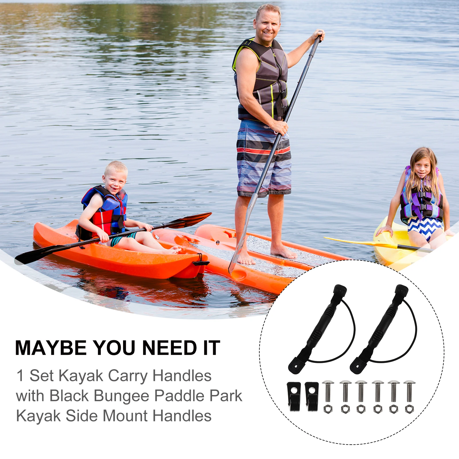 

1 Set Kayak Carry Handles Black Bungee Side Mount Replacement Pull Boat Canoe Accessories Durable Transport For Most Kayaks