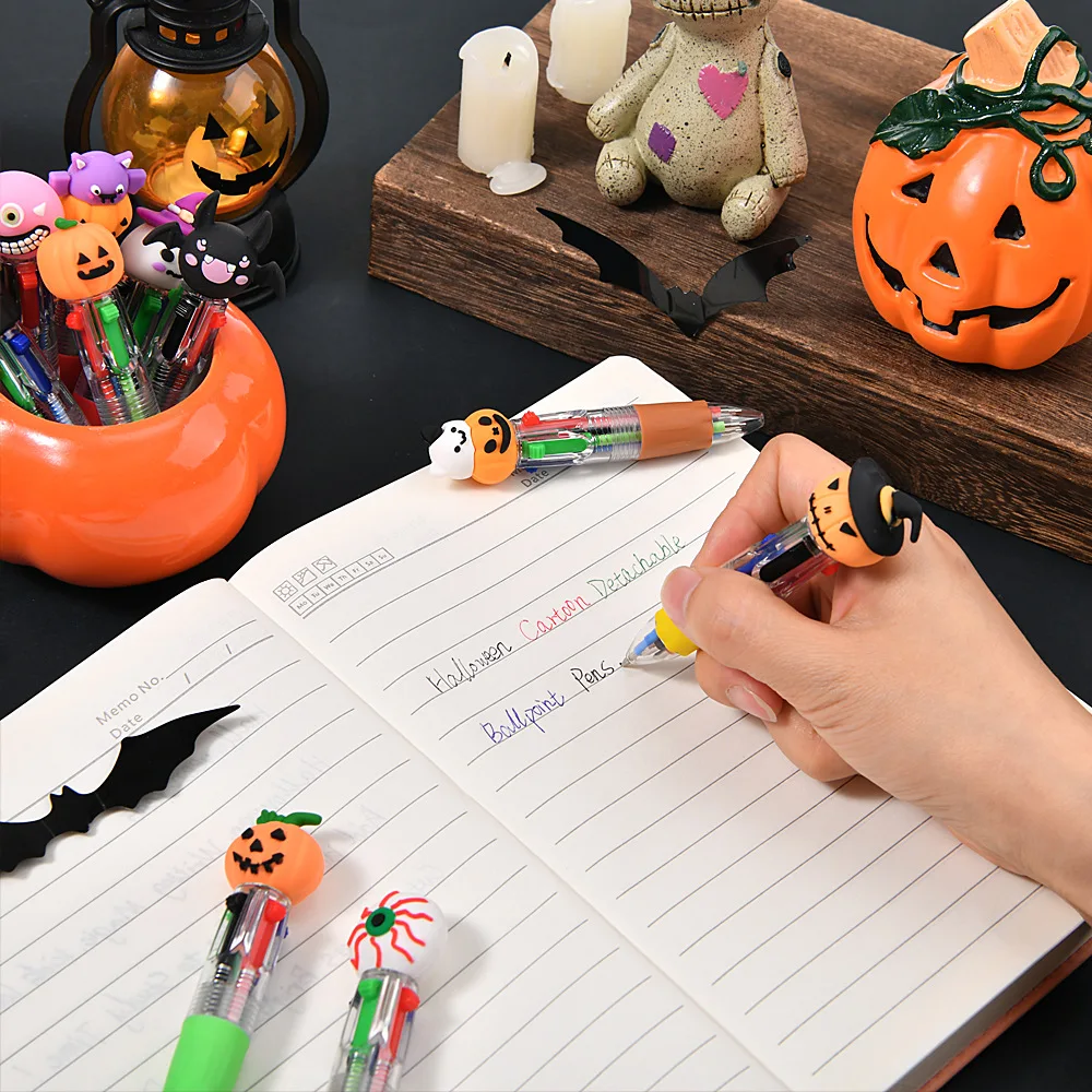 10/15/20/30 Stück Niedlicher Halloween-Themen-Vierfarbiger Stift für Halloween-Horror-Party, Partygeschenk, Souvenir, Kinderpreis, Dekoration – Detail 6