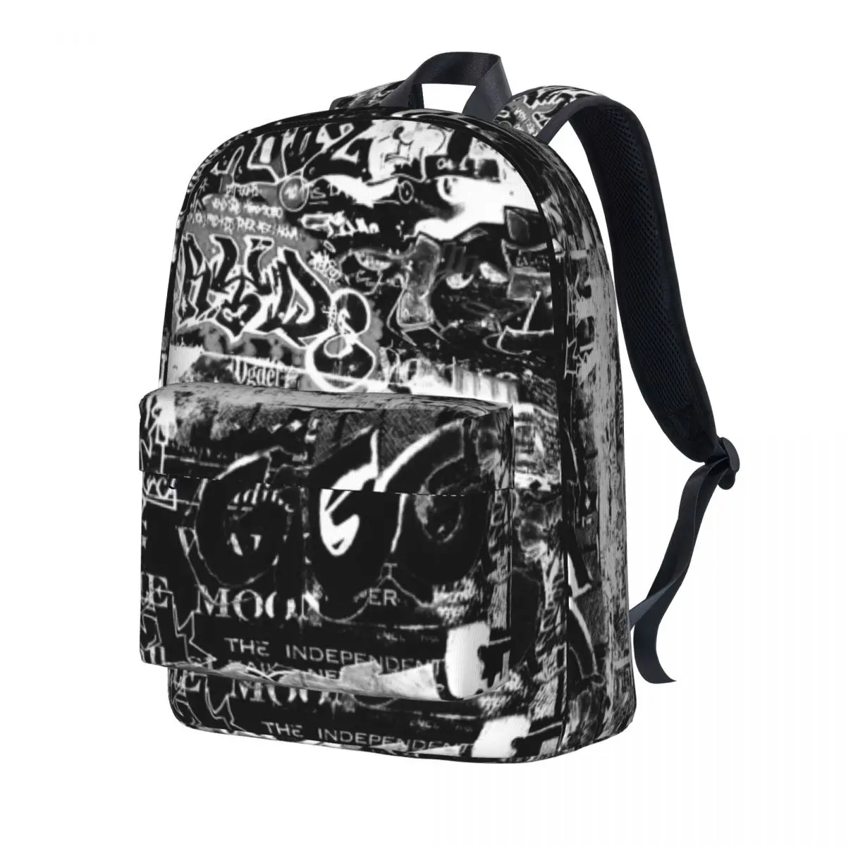 Black Graffiti Backpack Fashion Novelty Backpacks Men College Breathable High School Bags High Quality Rucksack Christmas Gift