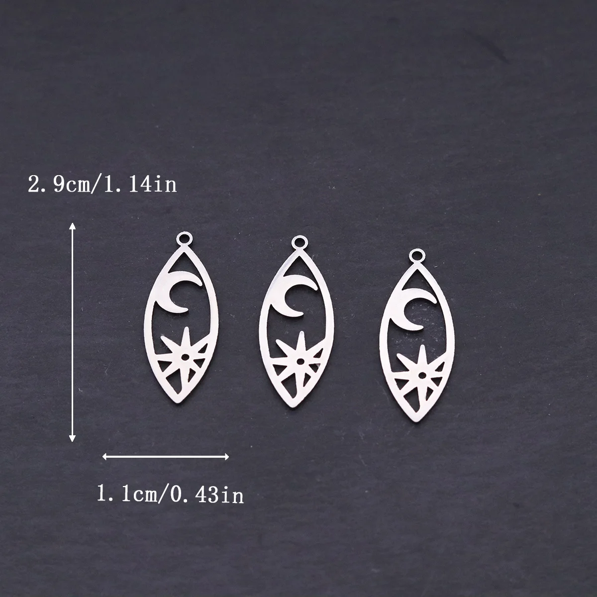 3pcs Moon Star Charms Stainless Steel Hollow Oval Round Pendant for DIY Jewelry Making Necklace Earrings Tassel Accessories