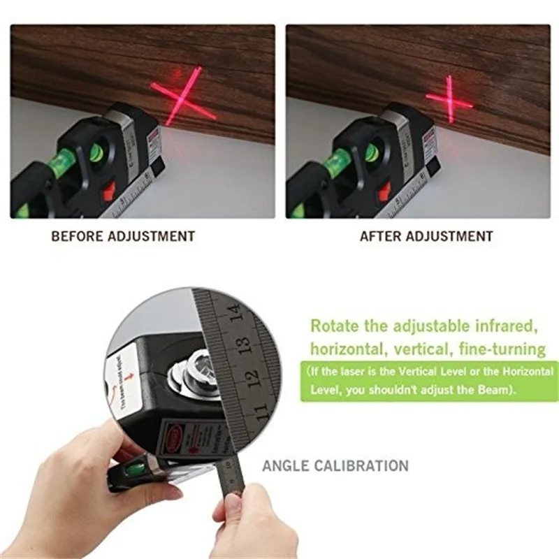 Règle laser multifonctionnelle, règle en acier, ligne droite, niveau laser 11% er, ruban à mesurer vertical