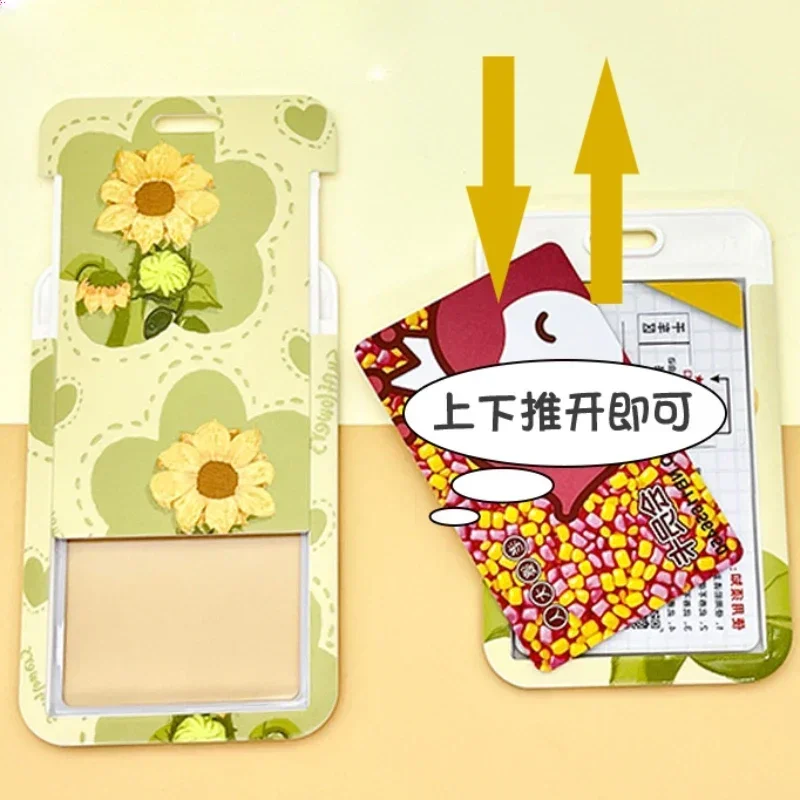 Lanyard Card Holder Flowers ID Name Tag Cute Bus Pass Access Card Cover Case Neck Strap Badge Holder Porte Carte Badge
