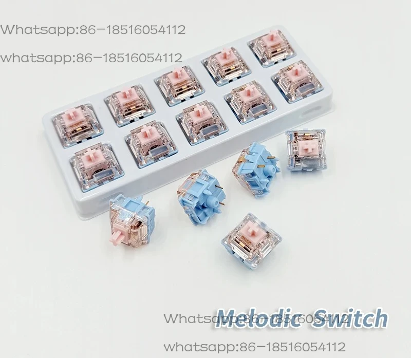 Melodic Switch 60g Clicky 5-Pin MX Switch for Mechanical Keyboard Pre-lubed Nylon SMD Long Spring Dual Rail Click DIY