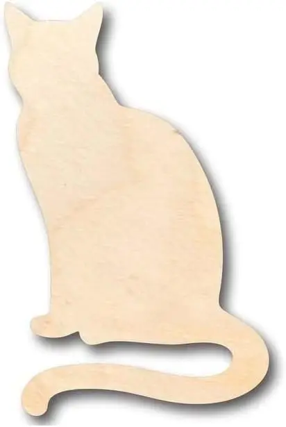 حرفة خشبية غير مكتملة على شكل قطة للحيوانات الأليفة حتى 46 بوصة DIY 3 بوصة / 1/4 بوصة #1