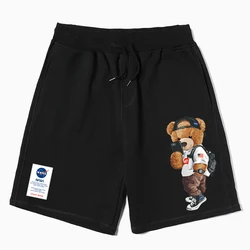 Bear Joint Astronaut Sports Shorts 5 Five-point Pants Couple Trendy Sweatpants Men's 100% Cotton Comfortable Sports Beach Pants