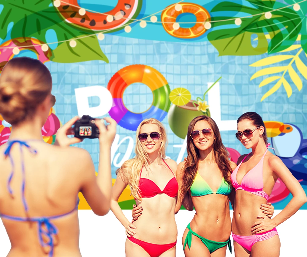 summer pool party Backdrop For birthday event decoration Photography Background photo studio booth photoshoots backgrounds