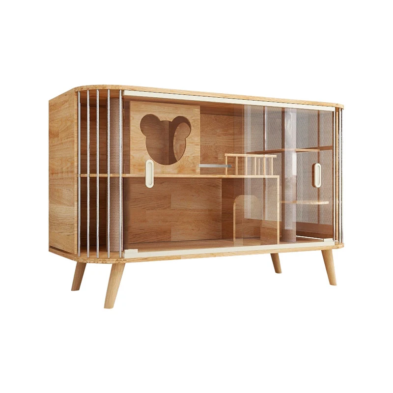 Custom Indoor Luxury Wooden Cat Furniture Breeding Luxury Cat House Luxury Cat Dog Pet Villa Nest Bed Cage Display Cage Cabinet