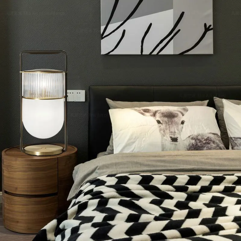 Nordic Designer Minimalist Glass Floor Lamp Modern Home Decor Living Room Bedroom Bedside Study Creative Portable LED Desk Light