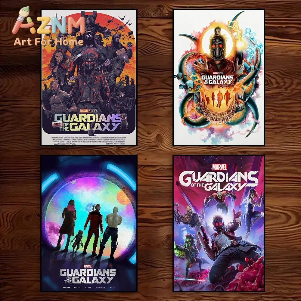 AZNM Guardians of the Galaxy Movie Canvas Wall Art Frameless Poster Star-Lord Space Galaxy Superhero Poster Print Bedroom Decor