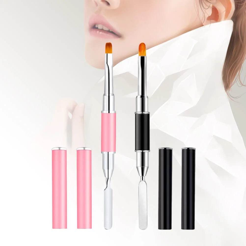 2Pcs Nail Extended Glue Pen Multi-Function Manicure Tool for Sparkling Nail Art Decoration Pen Pink Black