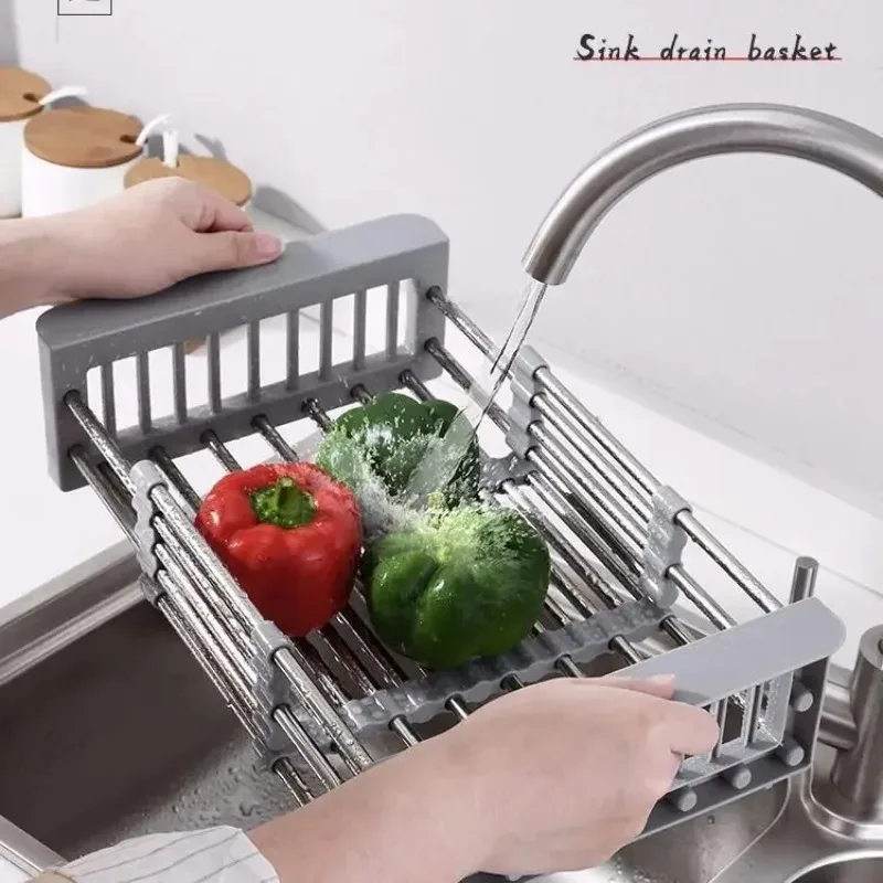 

Stainless Steel Drainage Rack Sink Filter Rack Folding Dishwashing Basin Putting Dishes Chopsticks Dishes Rack Practical Washing