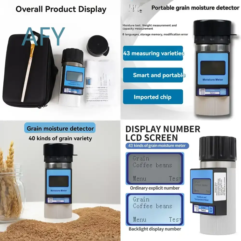 Multi-Language Smart Digital Grain Moisture Meter for 40 Kinds Grains Coffee Wheat Seeds Barley Corn Rice Soybean Oats Rye
