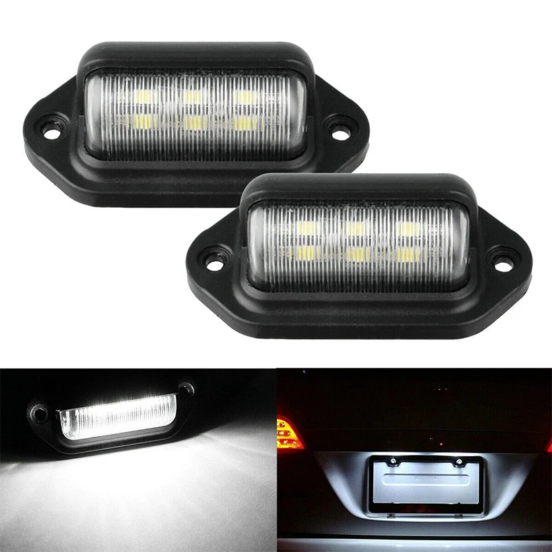 6 LED Car License Plate Light - Waterproof Tail/Side Step Lamp for SUV Truck Bus Trailer