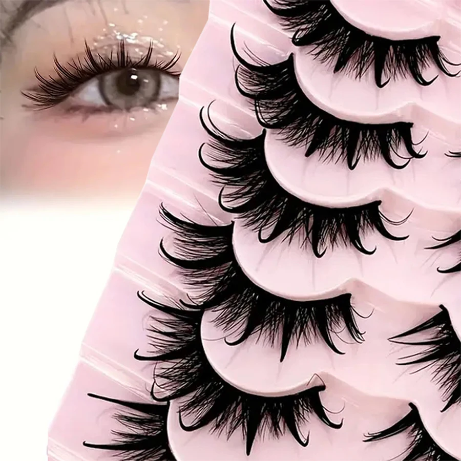 7 paia di ciglia finte alla moda, dense, naturalmente arricciate e idratanti, ciglia umidificate, in fiore come i girasoli