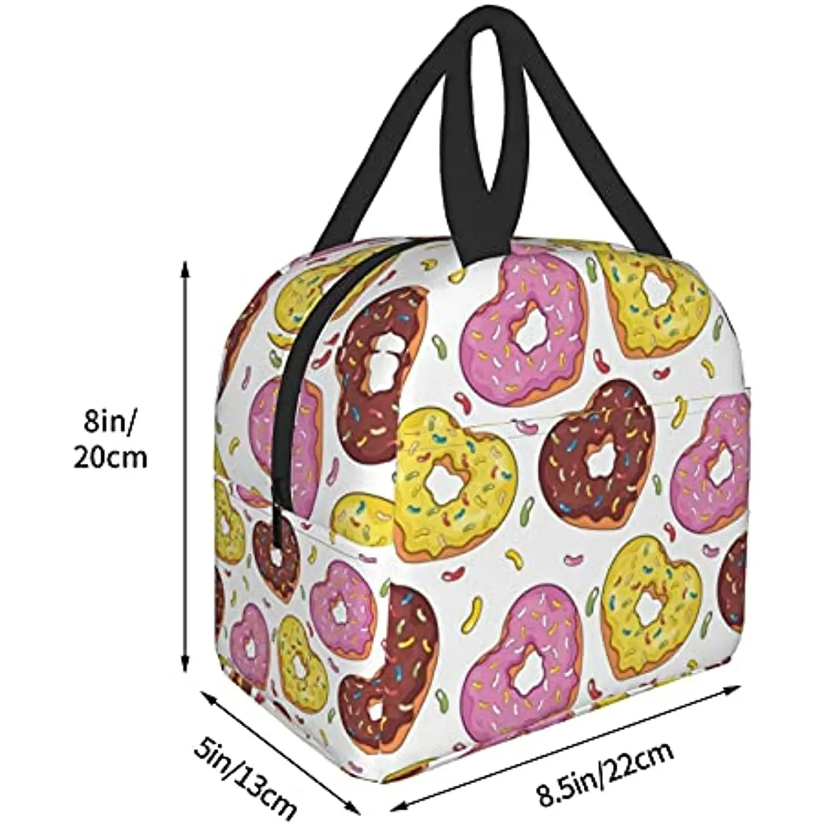 Love Donuts Lunch Box scatole per il pranzo isolate borsa per il pranzo impermeabile borsa per il pranzo riutilizzabile con tasca frontale per la scuola di Picnic in ufficio