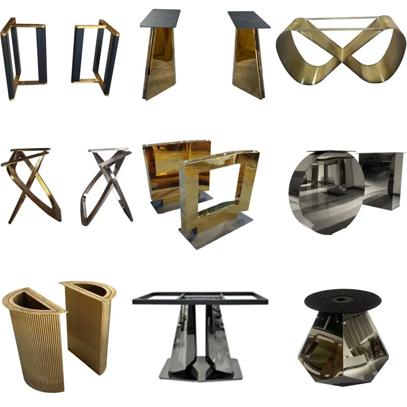 Luxury stone stainless steel table legs base bracket foot rock plate table legs bracket titanium