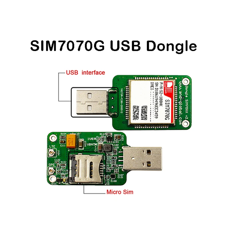 

SIMCOM LTE USB-адаптер SIM7070G, многополосный, CAT-M NB-IoT GPRS-модуль, совместимый с SIM7000/SIM800F/SIM900 Φ GSM/GPRS