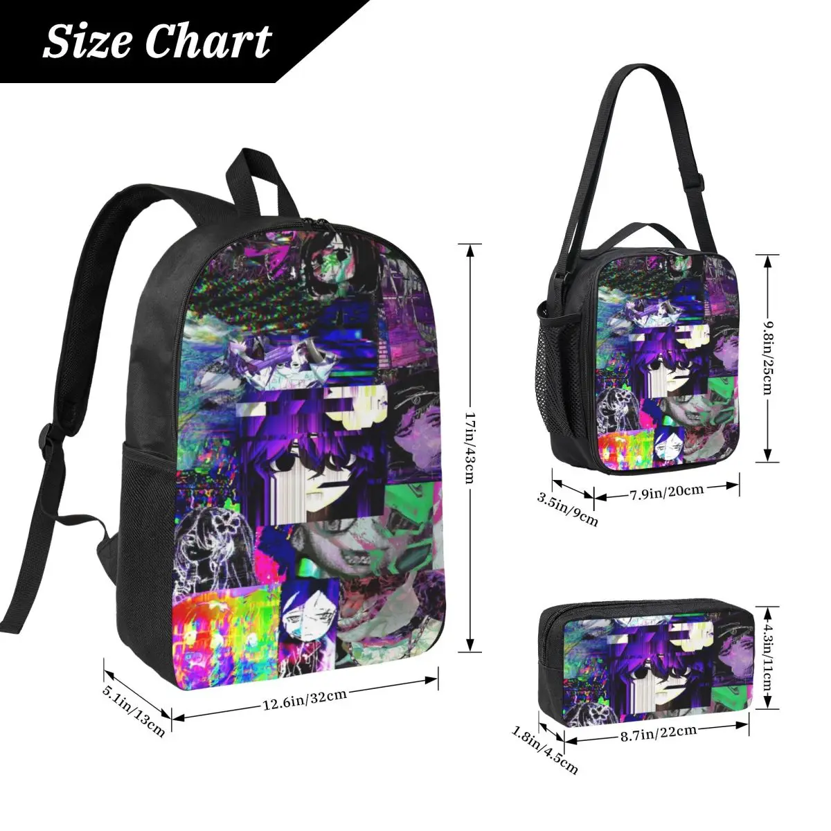 3Pcs Sewerslvt Cythoni Backpack Set for Girls Boys Pencil Boxes Bookbag Sets with Lunch Box For Primary School Students Daypack