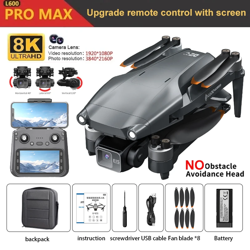 Nieuwe L600 Pro MAX 4K Professionele Drone Met 8K HD Camera 3-As Gimbal GPS Dron Obstakel vermijden 5G WIFI FPV RC Quadcopter Speelgoed - afbeelding 1
