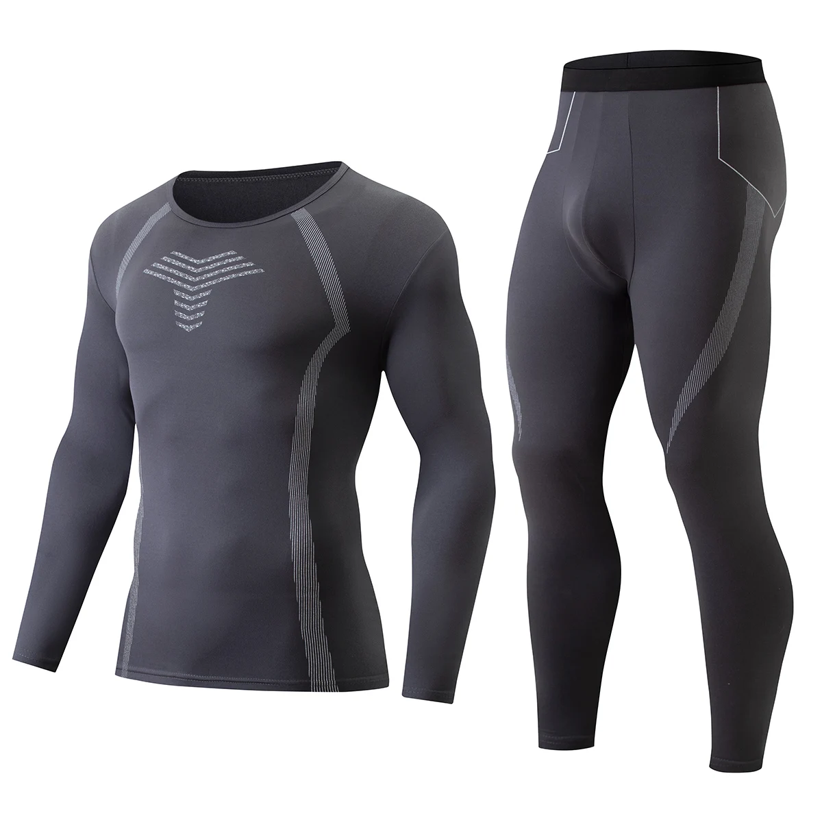 2-piece Autumn/Winter Men's and Teenagers' Sports and Leisure Warm Underwear Set Comfortable Round Neck Home Clothes Sleepwear