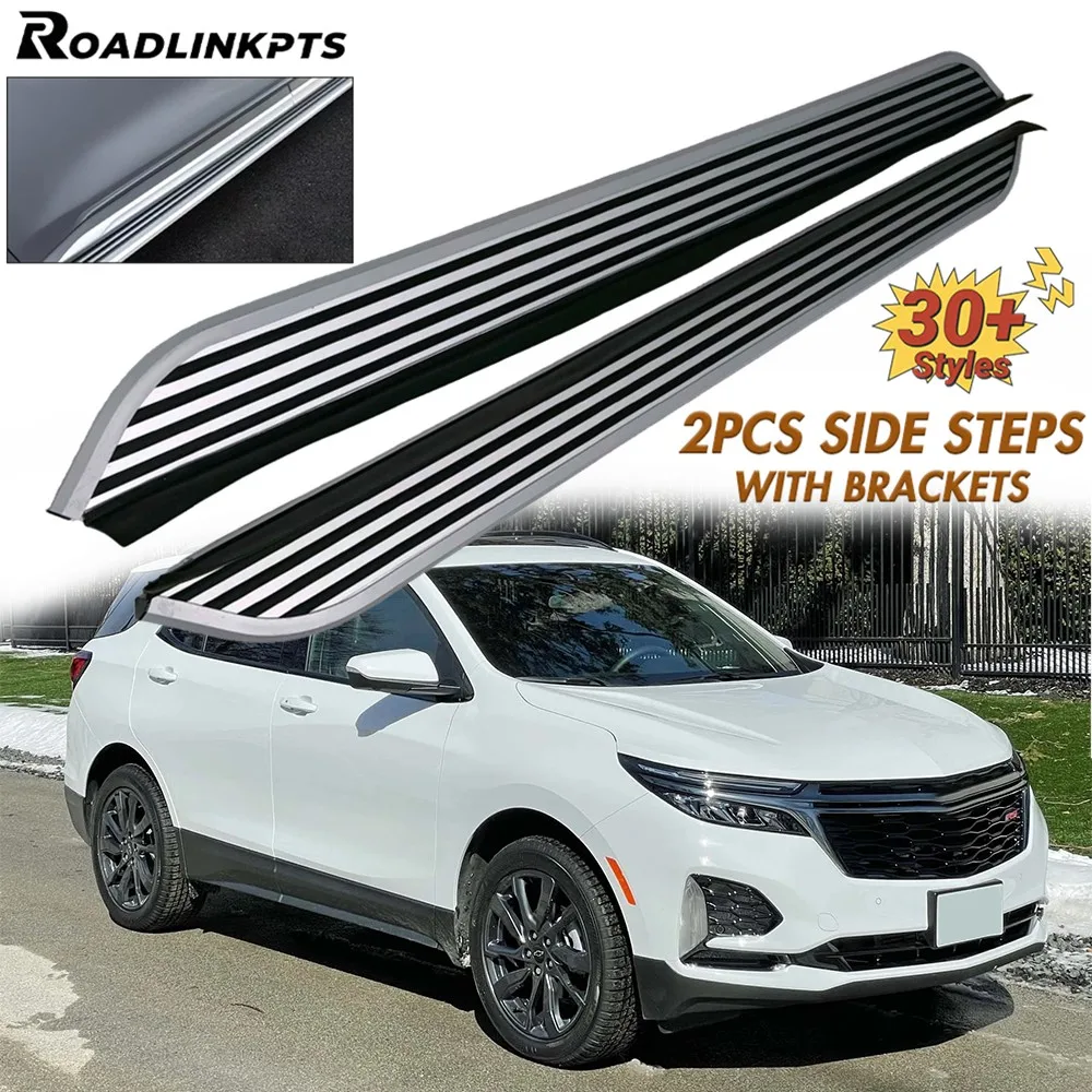 

2 шт., алюминиевые 4,7-дюймовые широкие серебряные фиксированные боковые ступеньки, подходят для Chevrolet Equinox 2018-2024, подножки, Nerf Bars, рельсы, пластины, педали