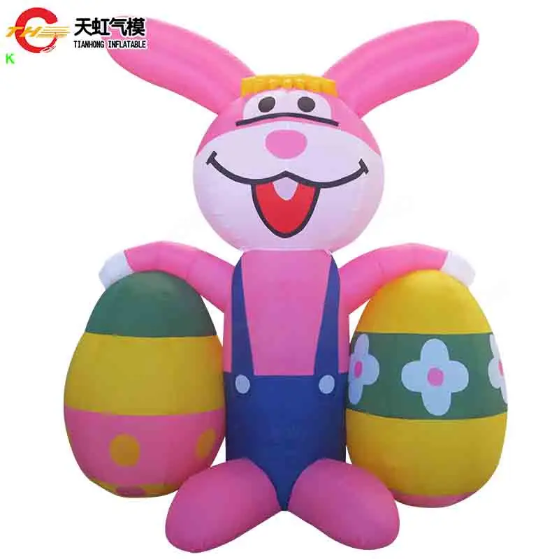 Kommerzielles, maßgeschneidertes aufblasbares Osterhasenmodell, Außendekoration mit LED-Leuchten, riesiges Osterhasen für die Feiertagsfeier