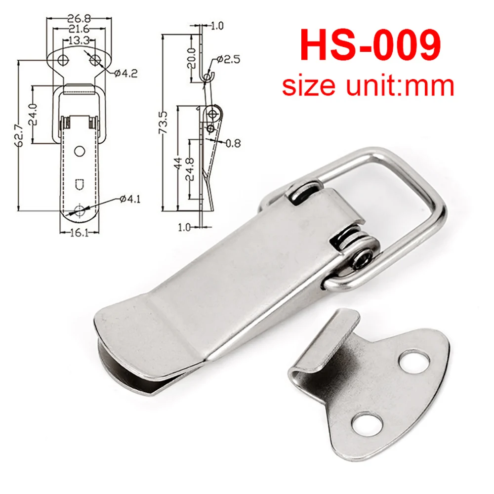 1/4PCS Door Latches 4.42*2.4*0.93cm Cold Rolled Steel Cabinet Spring Catch Boxes Handle Toggle Lock Clamp Hasp Duck Billed Buckl