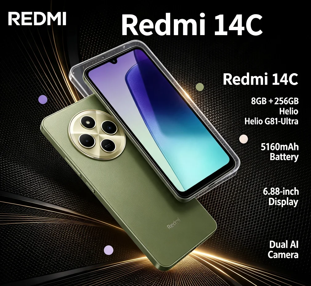 2026 Redmi 14C Official Authentic Smartphone 8GB+256GB Large Storage Powerful Performance Redmi Series Mobile Phone
