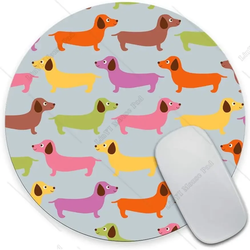 

Colorful Dachshund Dog Mouse Mat with Non-Slip Rubber Base Cute Round Mousepad for Laptop Office Desk Accessories 7.9x7.9 Inch