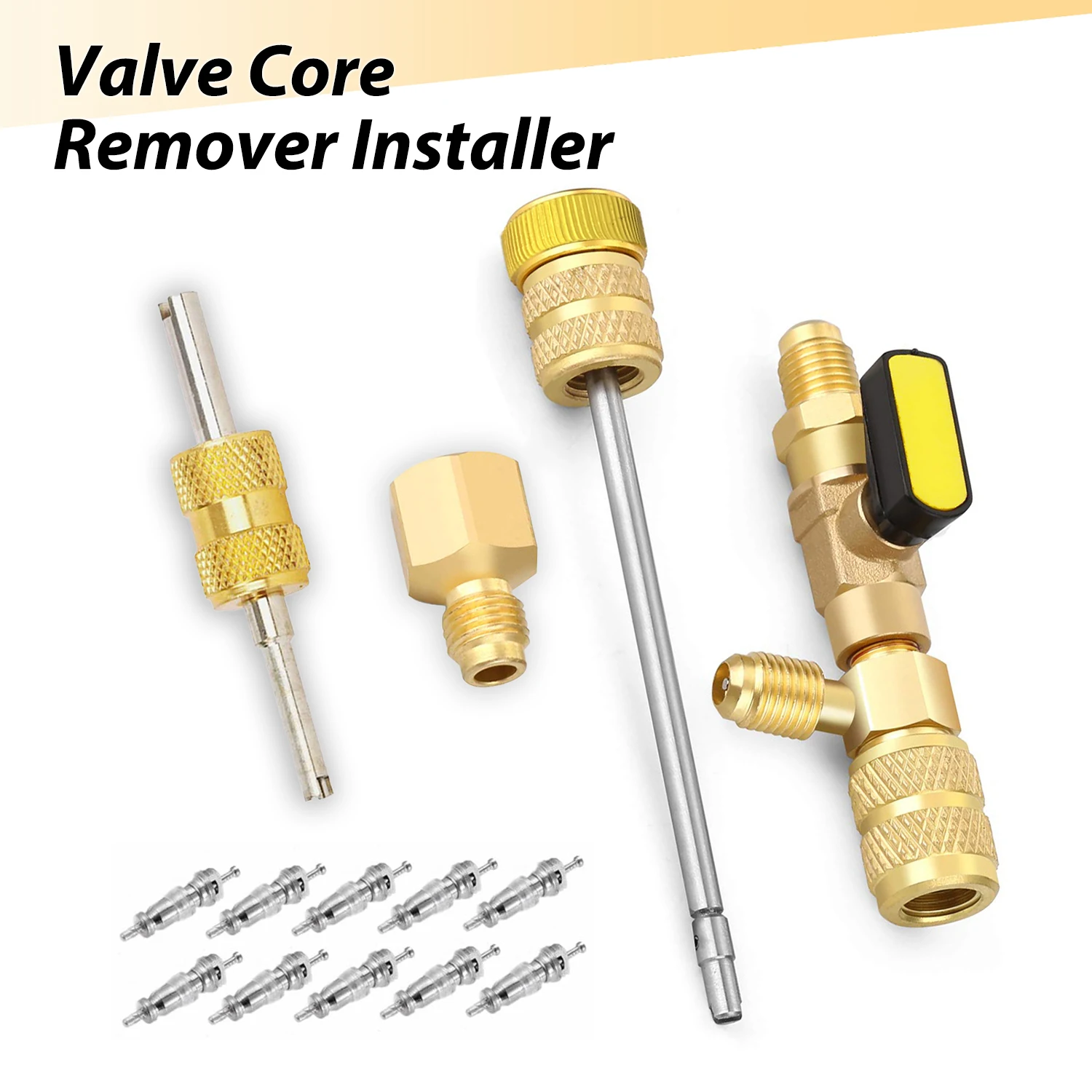 Dual Size 1/4 & 5/16 Port Valve Core Remover Installer Tool Kit Compatible with R22 R12 R407 R410 R404 R32 R600 A/C System