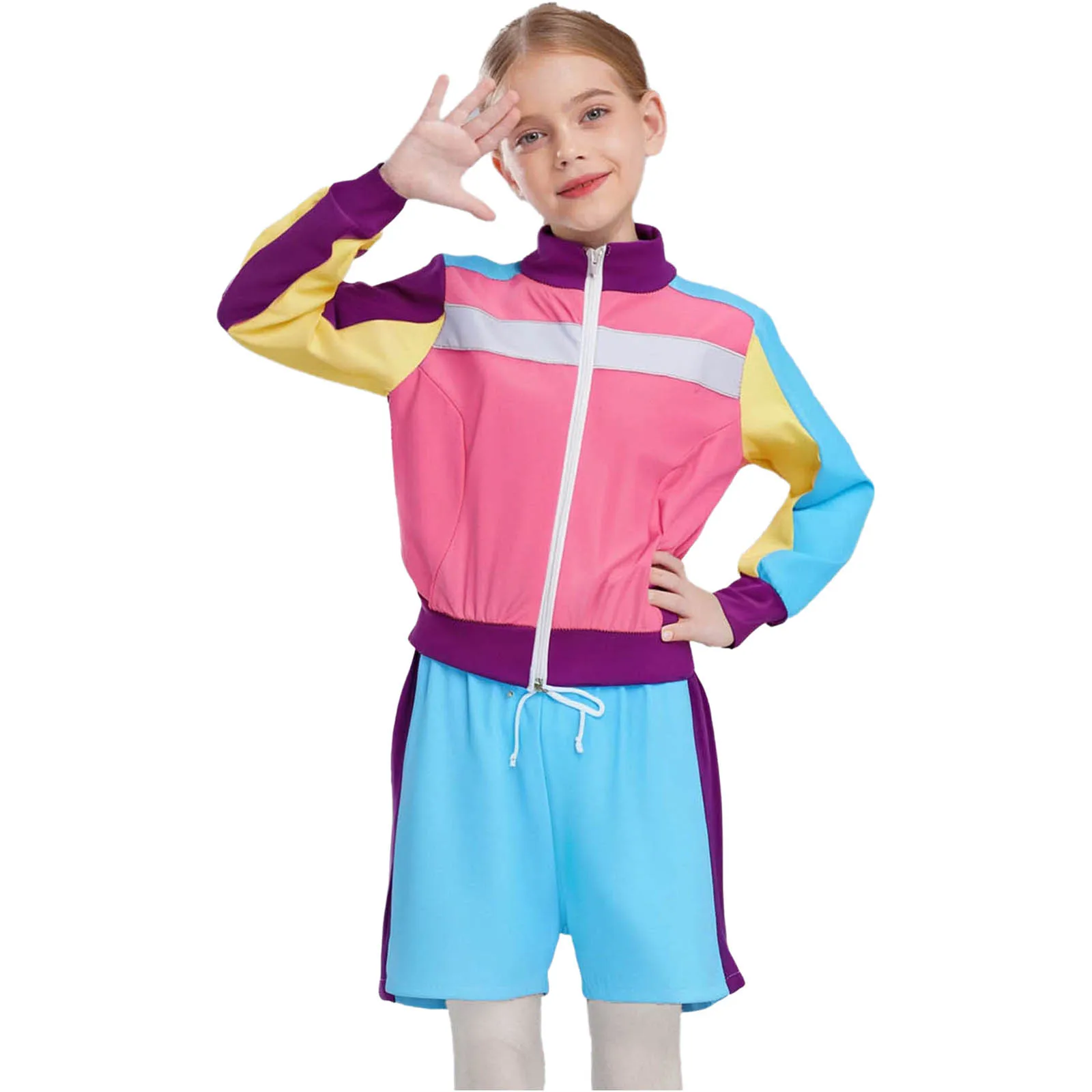 

Unisex Boys Girls Retro Disco Party Dance Performance Clothing Set Hip Hop Jazz Team Performance Costume Top And Shorts Suits