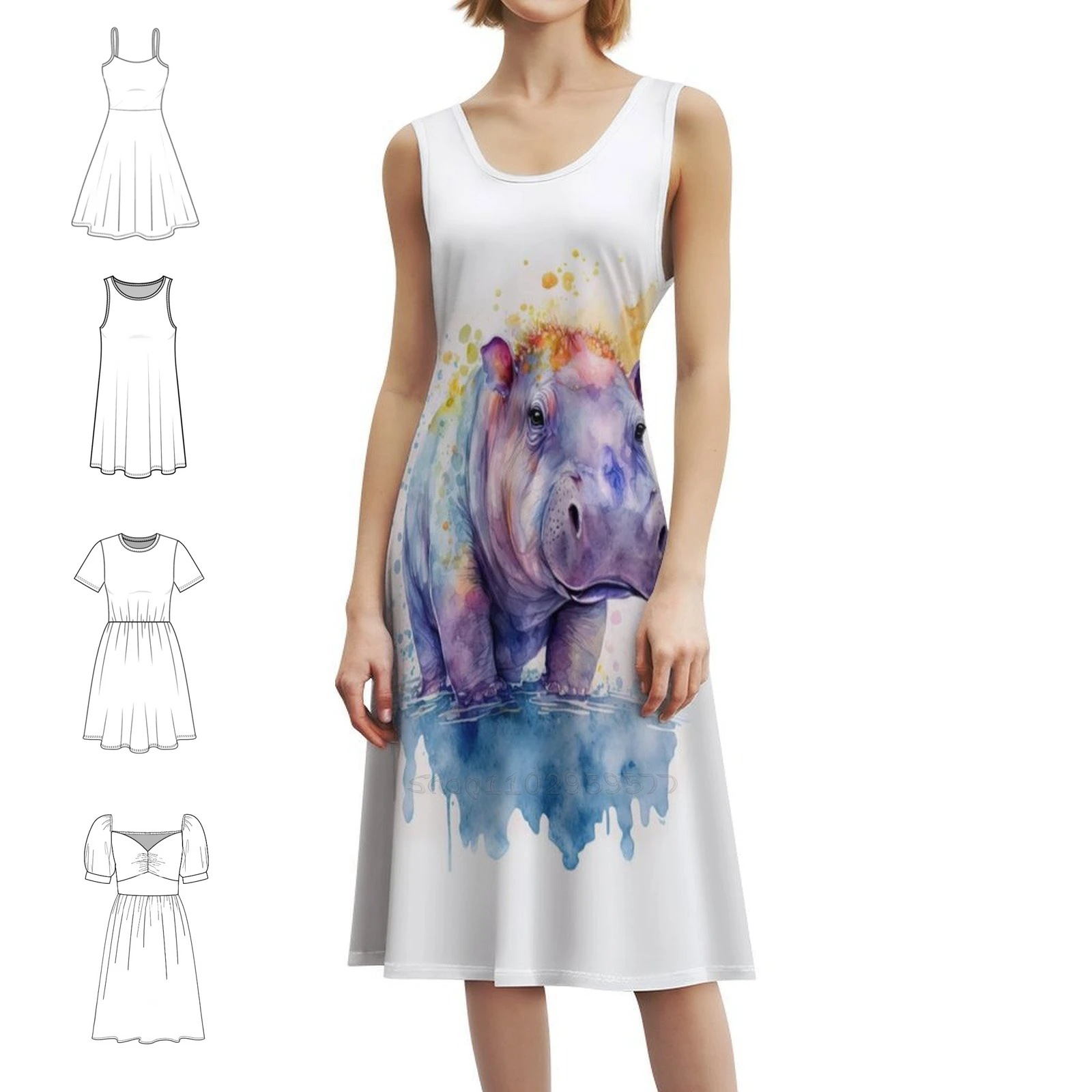 

Красочное акварельное милое детское стоящее в воде мини-платье в консервативном стиле для женщин трапециевидной формы свободного покроя повседневное дневное платье