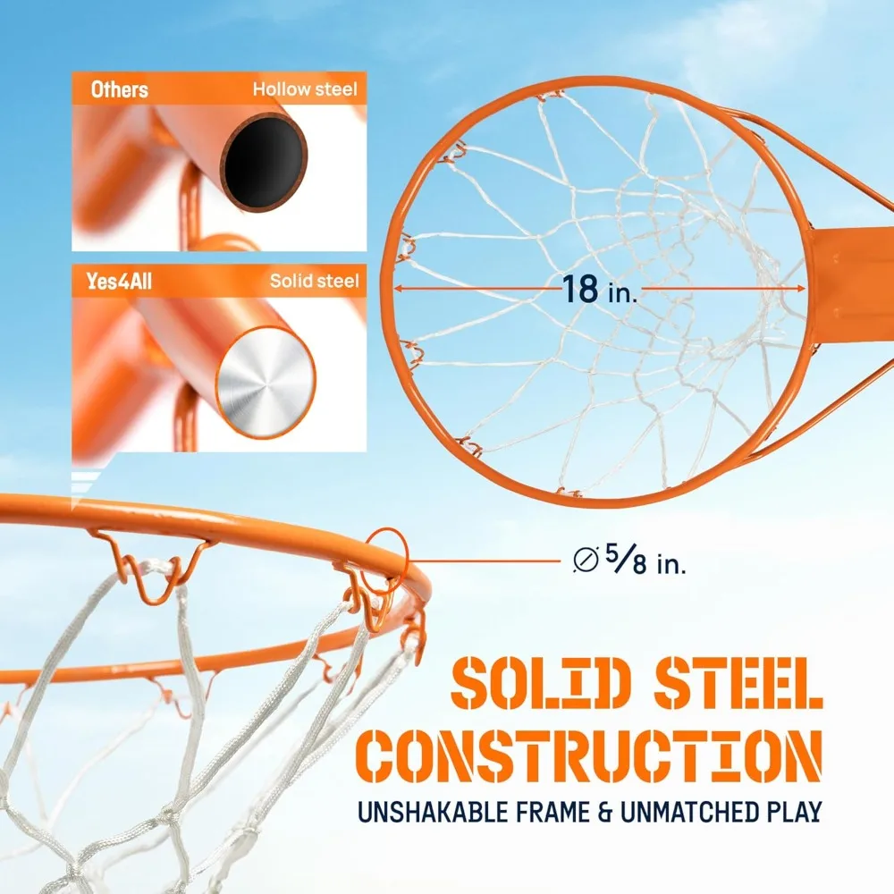 شبكة كرة سلة شديدة التحمل مقاس 18 بوصة للاستخدام الداخلي والخارجي، تناسب الأطواق للشباب والكبار مع البراغي #2