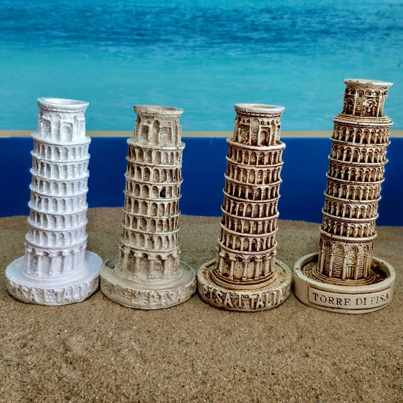 Italy Leaning Tower of Pisa Tower Resin Ornaments Resin Psychological Sand Table Accessories ArtwareToy Figures Desktop Ornament