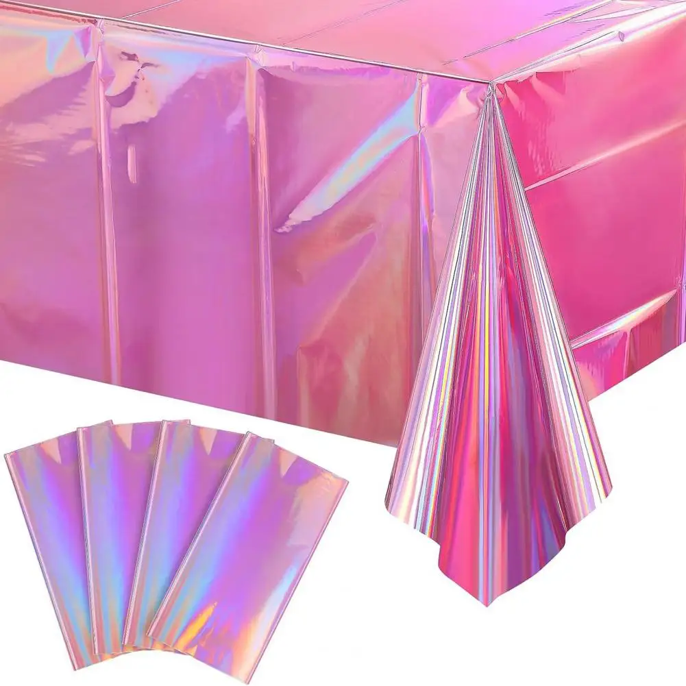 274*137cm Shiny Disposable Lasers Rectangle Tablecloth Colorful Holographic Foil Design Table Cover Sparkling Party Supplies