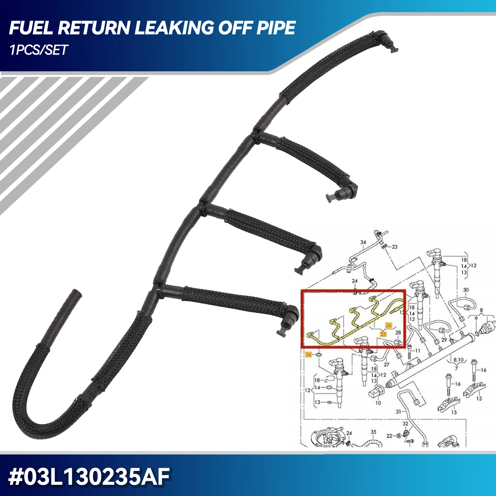 Fuel Overflow Hose Fuel Return Line Hose Pipe Diesel Injector Hose Leak Line For AUDI SEAT SKODA VW Beetle 1.6 TDI 03L130235AF